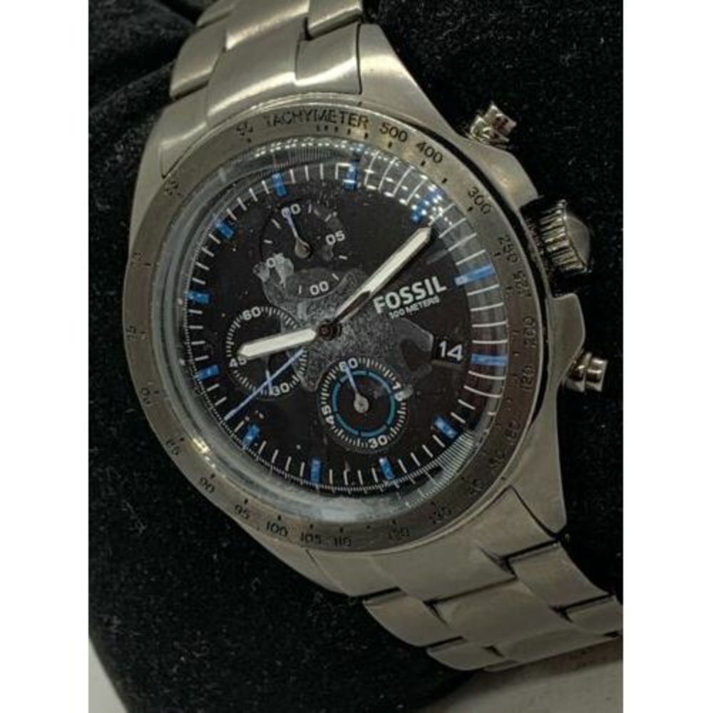 Fossil CH3047 Men's Watch Chronograph Black Dial Stainless Steel Gray 44mm D868